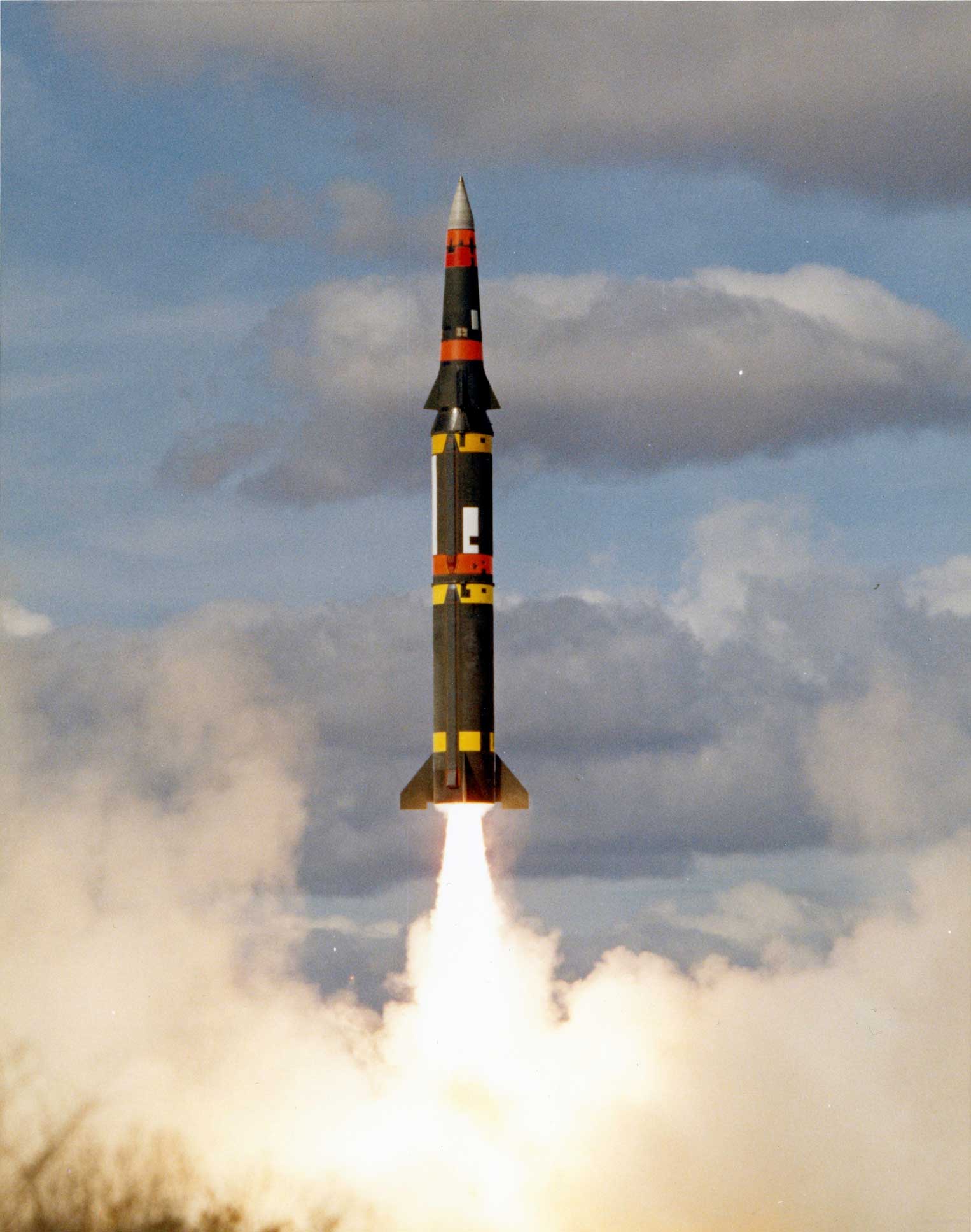 A test launch of the Pershing II missile