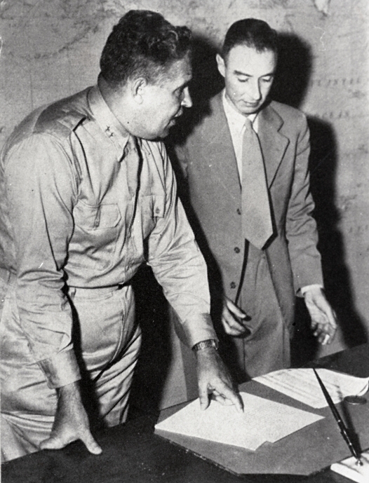 General Leslie Groves and J. Robert Oppenheimer