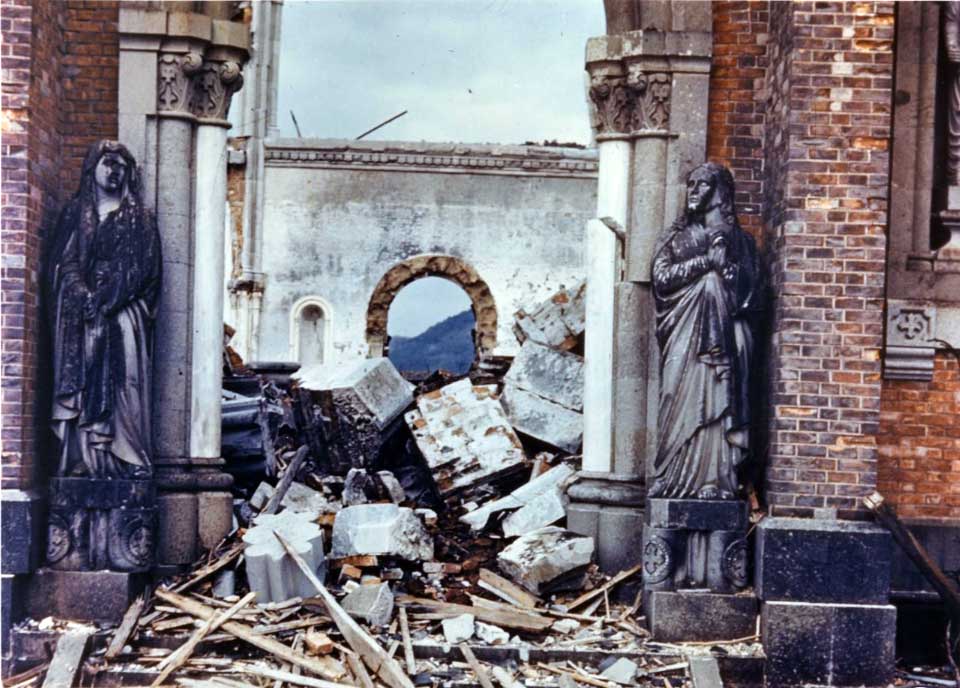 Statues in front of the Urakami Cathedral